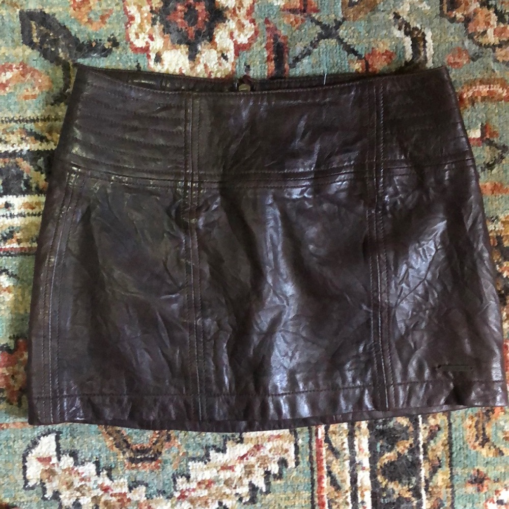 Abercrombie Brown Genuine Leather Mini Skirt